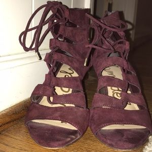 Sam Edelman Suede Burgundy Wedges